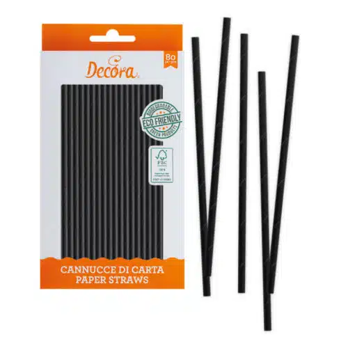 Paper straws black 80 stuks