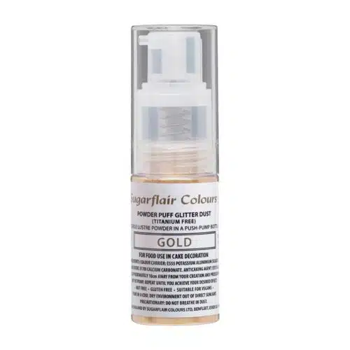 Sugarflair pump spray glitter dust -gold- e171 free 10g