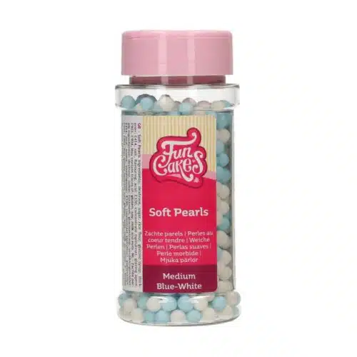 Funcakes zachte parels medium blauw/wit 60 g
