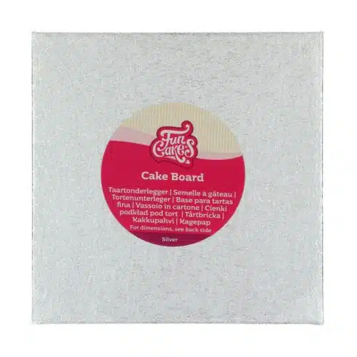 Funcakes cake board vierkant 20 x 20 cm - zilver