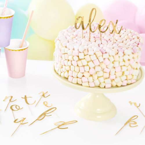Partydeco cake toppers alfabet goud pk/53 bij cake, bake & love 7