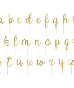 PartyDeco Cake Toppers Alfabet Goud pk/53