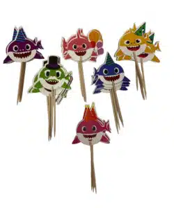 Baby Shark cupcake prikkers 24 stuks