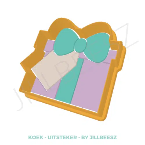 Uitsteker + stencil set kado met strik en label
