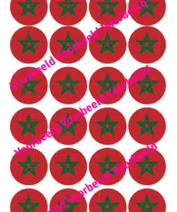 Eetbare Cupcakeprint Marokkaanse Vlag - 24 cupcake rondjes