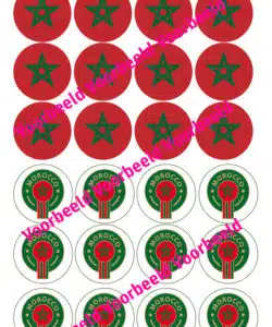 Eetbare Cupcakeprint Marokkaanse Vlag + Logo - 24 cupcake rondjes