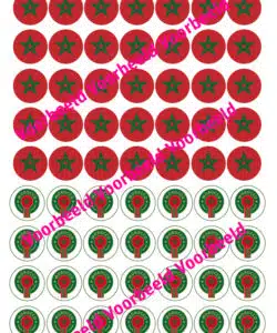 Eetbare Cupcakeprint Marokkaanse Vlag + Logo voor Sweets (rondjes 2,5 cm doorsnede)