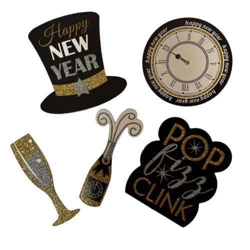 Happy new year taarttoppers set 5 bij cake, bake & love 5