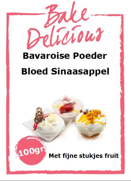 Bake delicious bavaroisepoeder bloedsinaasappel met stukjes fruit tht korting 01-11-2023 100 gram bij cake, bake & love 5