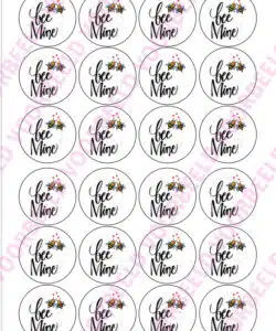 Eetbare Cupcakeprint Bee Mine - 24 cupcake rondjes