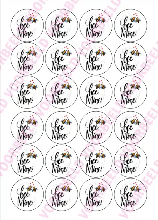 Eetbare cupcakeprint bee mine - 24 cupcake rondjes bij cake, bake & love 5 Eetbare cupcakeprint bee mine - 24 cupcake rondjes