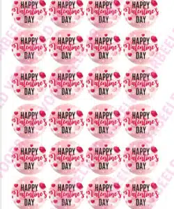 Eetbare Cupcakeprint Happy Valentines Day - 24 cupcake rondjes