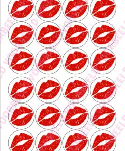 Eetbare Cupcakeprint Kusjes - 24 cupcake rondjes