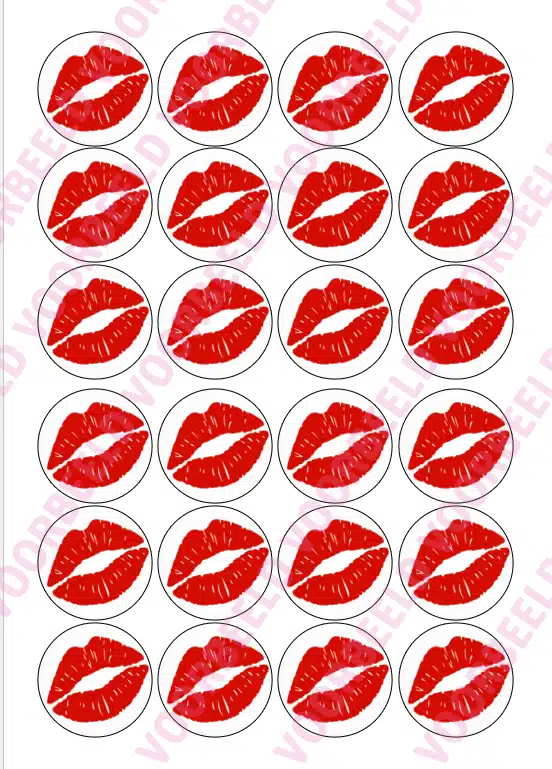 Eetbare cupcakeprint kusjes - 24 cupcake rondjes bij cake, bake & love 5 Eetbare cupcakeprint kusjes - 24 cupcake rondjes