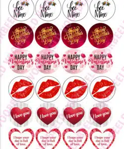 Eetbare Cupcakeprint Valentijn Gemixt - 24 cupcake rondjes