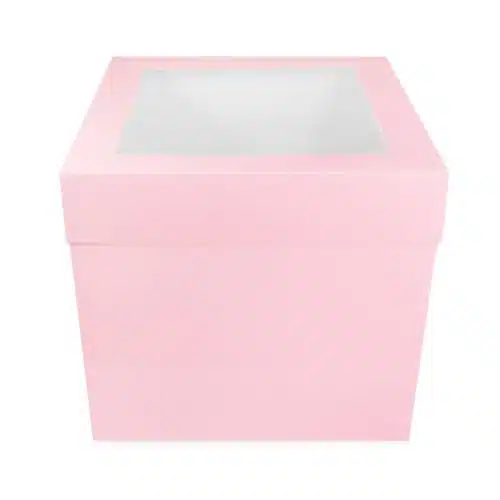 Taartdoos roze met venster 30x30x30