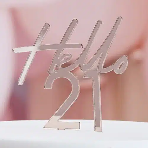 Ginger ray caketopper hello 21 rose gold - afbeelding 3