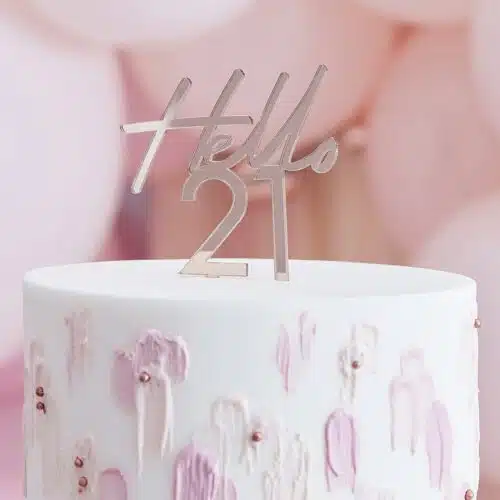 Ginger ray caketopper hello 21 rose gold