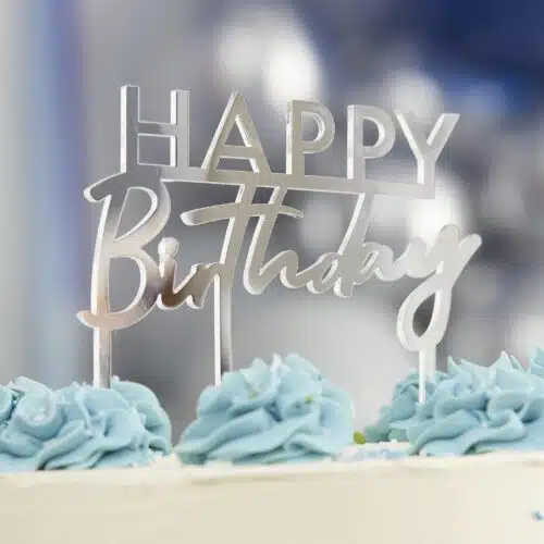 Ginger ray caketopper happy birthday silver - afbeelding 3