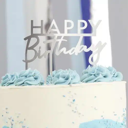 Ginger ray caketopper happy birthday silver