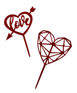 Caketopper Valentine Two Hearts Red