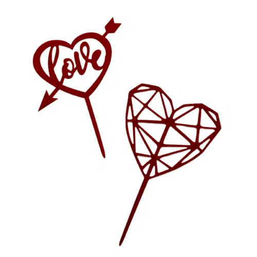 Caketopper valentine two hearts red
