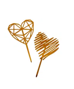 Caketopper Valentine Two Hearts Gold