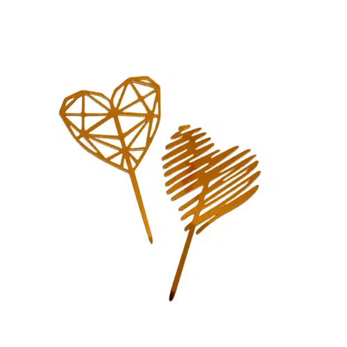 Caketopper valentine two hearts gold