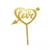 Caketopper love hart met pijl goud bij cake, bake & love 3