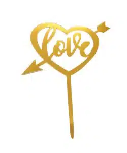 Caketopper Love Hart met Pijl Goud