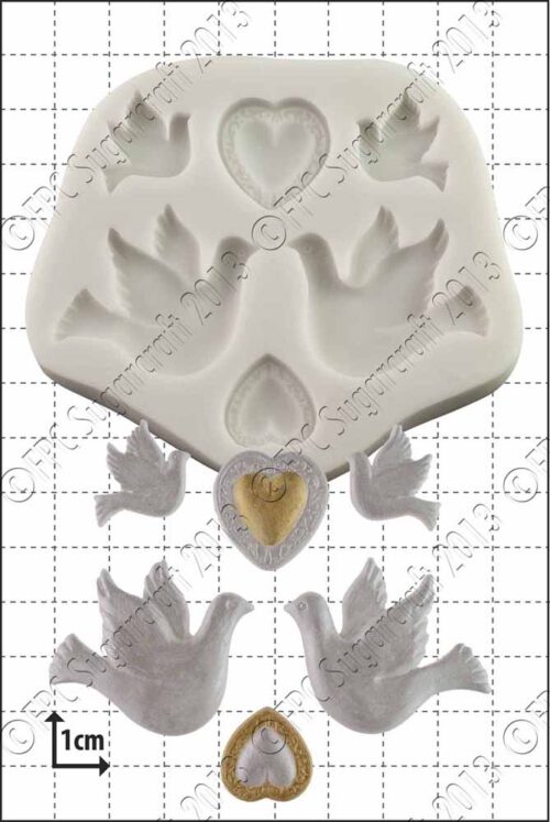 Fpc mould doves and hearts bij cake, bake & love 5
