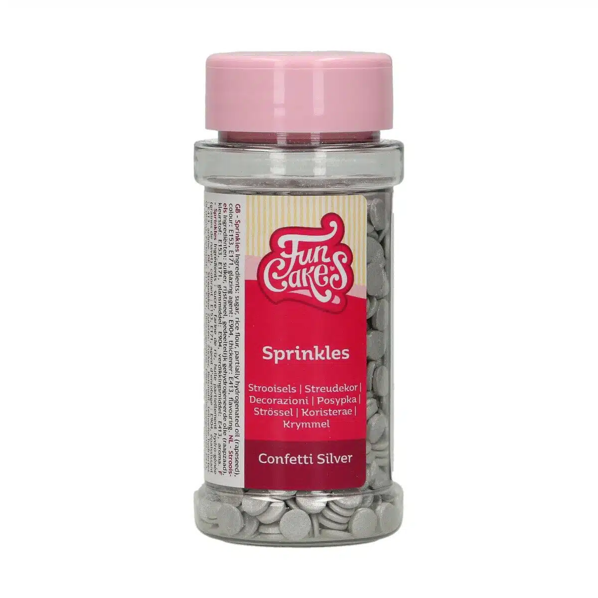 Funcakes confetti zilver 60 g bij cake, bake & love 5 Funcakes confetti zilver 60 g