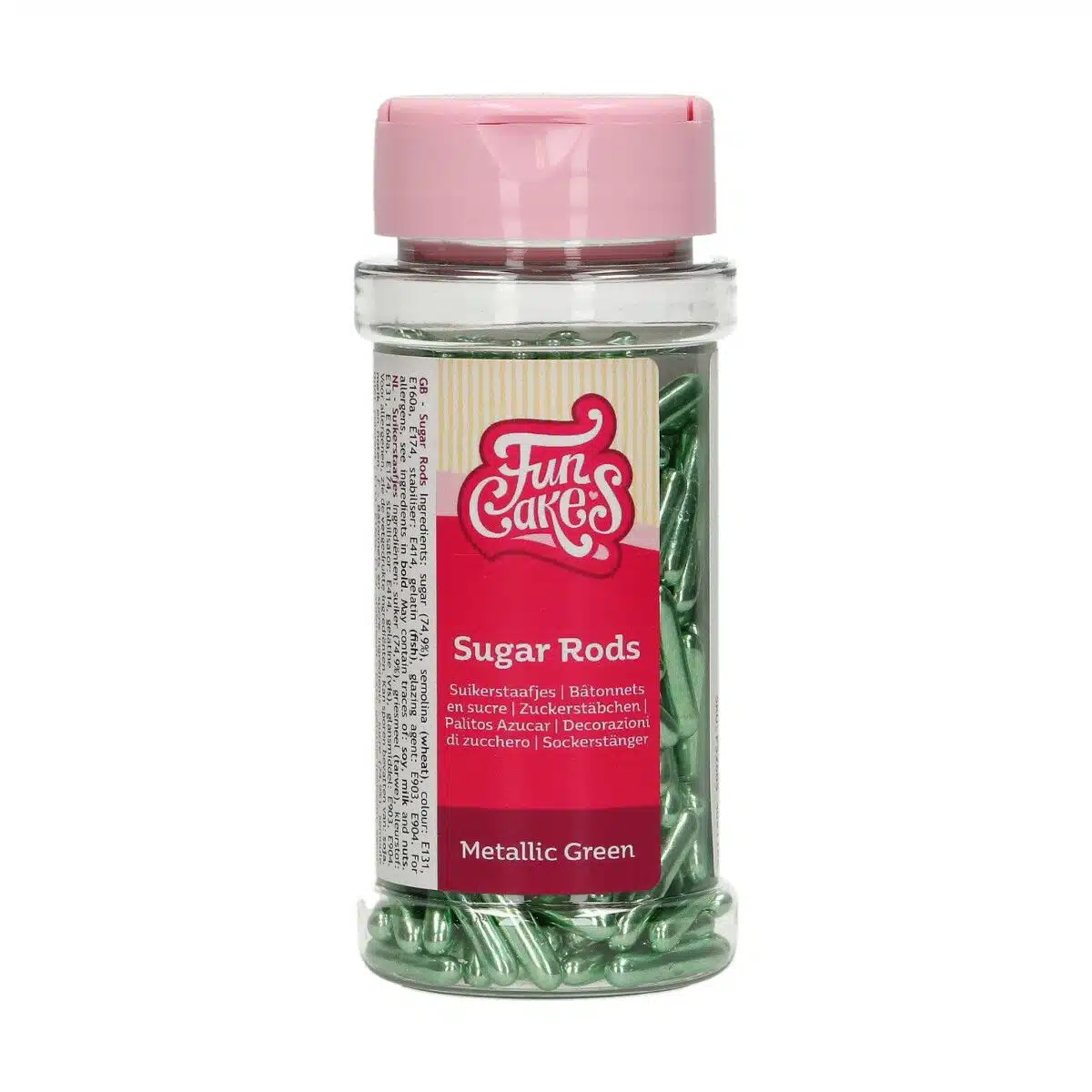 Funcakes metallic sugar rods xl green 70 g bij cake, bake & love 5 Funcakes metallic sugar rods xl green 70 g