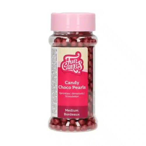 Funcakes candy choco parels medium bordeaux 80 g