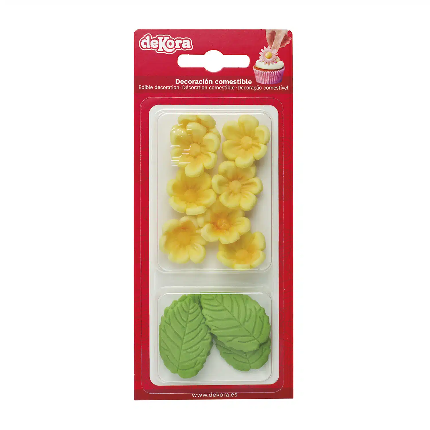 Dekora suikerbloemen gele bloemetjes en groen blad 13 stuks bij cake, bake & love 5 Dekora suikerbloemen gele bloemetjes en groen blad 13 stuks