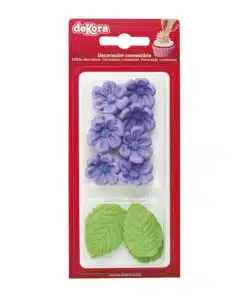 Dekora Suikerbloemen Paarse Bloemetjes en Groen Blad 13 stuks