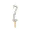 Pme silver glitter number candle 2 bij cake, bake & love 1