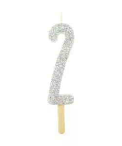 PME Silver Glitter Number Candle 2