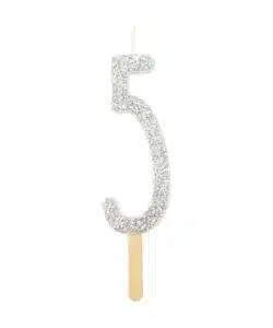 PME Silver Glitter Number Candle 5