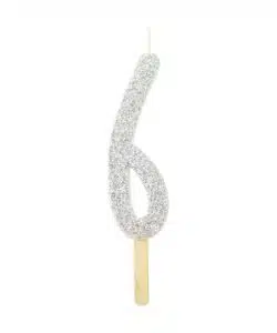 PME Silver Glitter Number Candle 6
