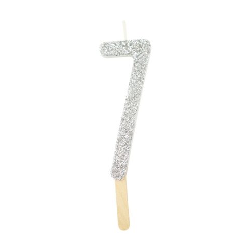Pme silver glitter number candle 7 bij cake, bake & love 5