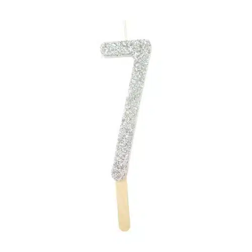 Pme silver glitter number candle 7