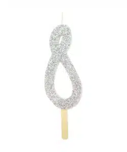 PME Silver Glitter Number Candle 8