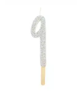 PME Silver Glitter Number Candle 9