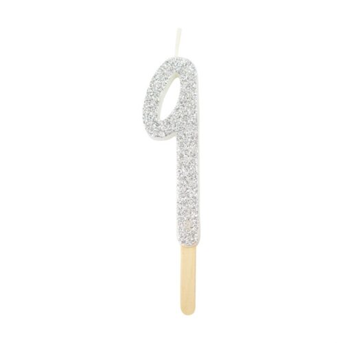 Pme silver glitter number candle 9 bij cake, bake & love 5