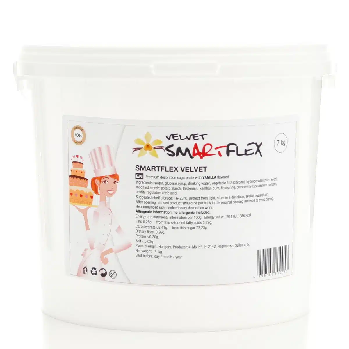 Smartflex fondant wit velvet vanille 7kg bij cake, bake & love 5 Smartflex fondant wit velvet vanille 7kg