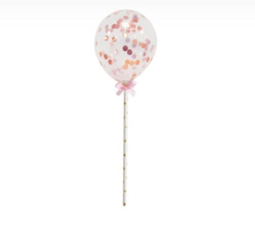 Ballon caketopper confetti ballon rosé goud bij cake, bake & love 5
