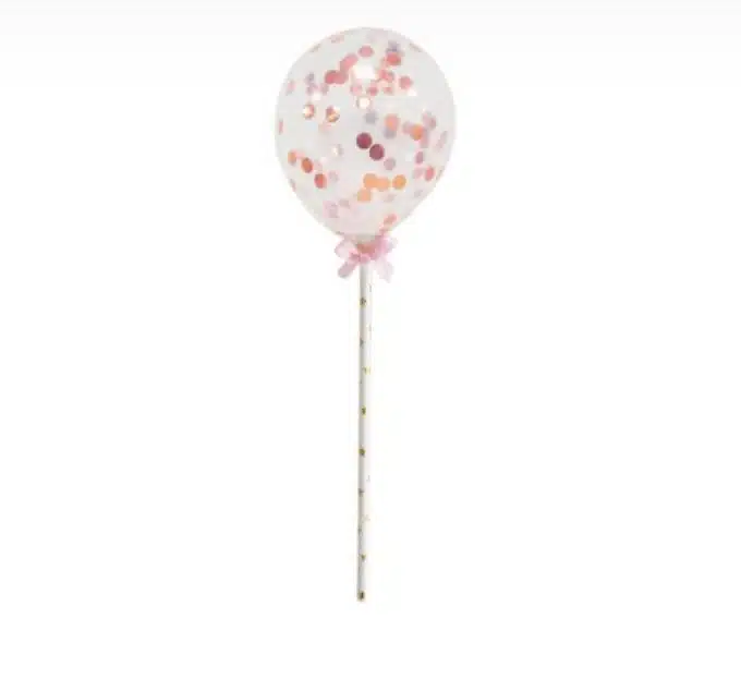Ballon caketopper confetti ballon rosé goud bij cake, bake & love 5 Ballon caketopper confetti ballon rosé goud