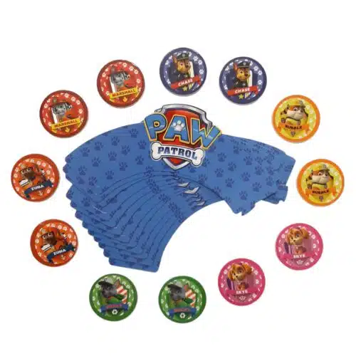 Paw patrol cupcake wrappers + prikkers set van 12