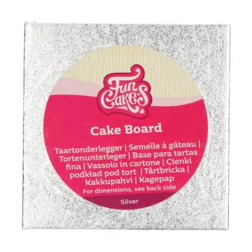 Funcakes cake board vierkant 12,5 x 12,5 cm - zilver